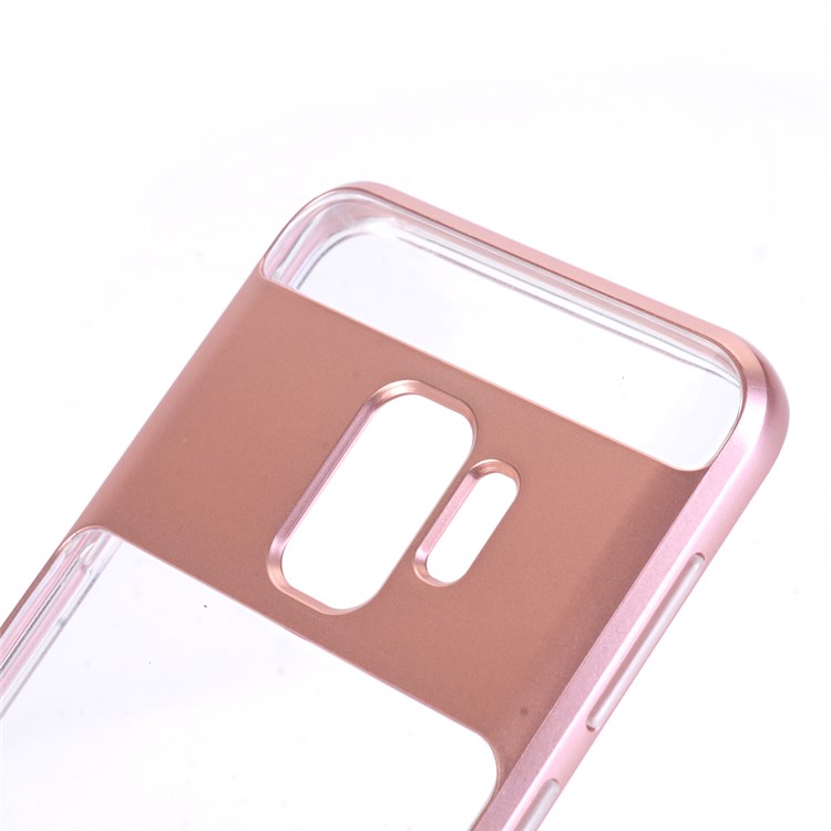 Clear Back PC + TPU Hybrid Case with Kickstand for Samsung Galaxy S9 - Rose Gold-5