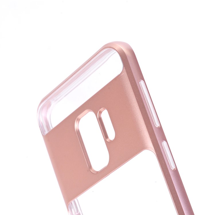 Clear Back PC + TPU Hybrid Case with Kickstand for Samsung Galaxy S9 - Rose Gold-6