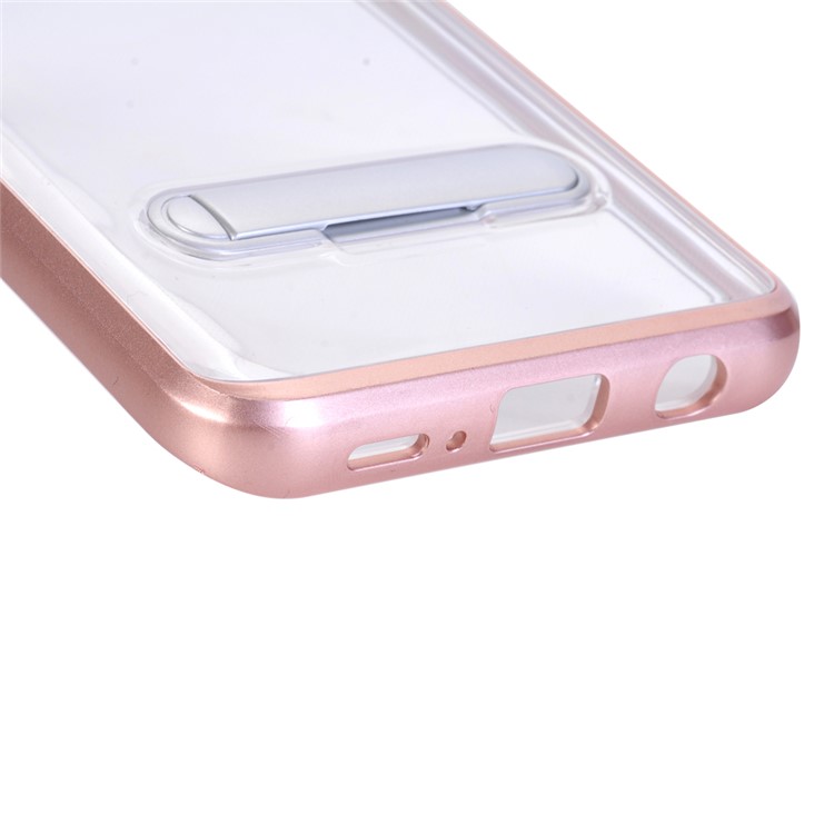 Clear Back PC + TPU Hybrid Case with Kickstand for Samsung Galaxy S9 - Rose Gold-7