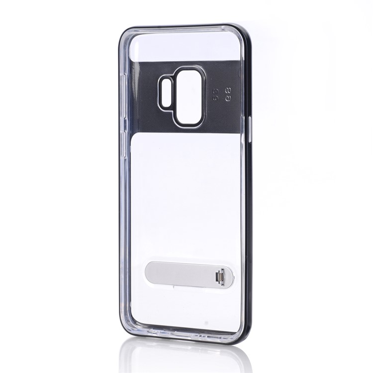 Effacer Arrière PC + TPU Couverture Arrière Avec Béquille Pour Samsung Galaxy S9 G960 - Noir-2