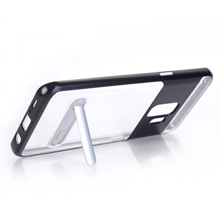 Effacer Arrière PC + TPU Couverture Arrière Avec Béquille Pour Samsung Galaxy S9 G960 - Noir-3