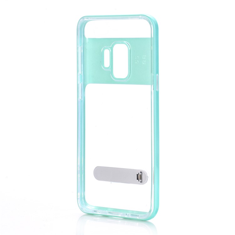 Clear Back PC + TPU Mobile Cover Shell with Kickstand for Samsung Galaxy S9 - Green-2