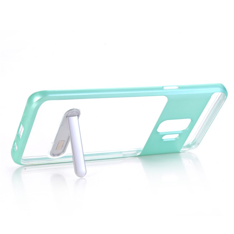 Clear Back PC + TPU Mobile Cover Shell with Kickstand for Samsung Galaxy S9 - Green-3