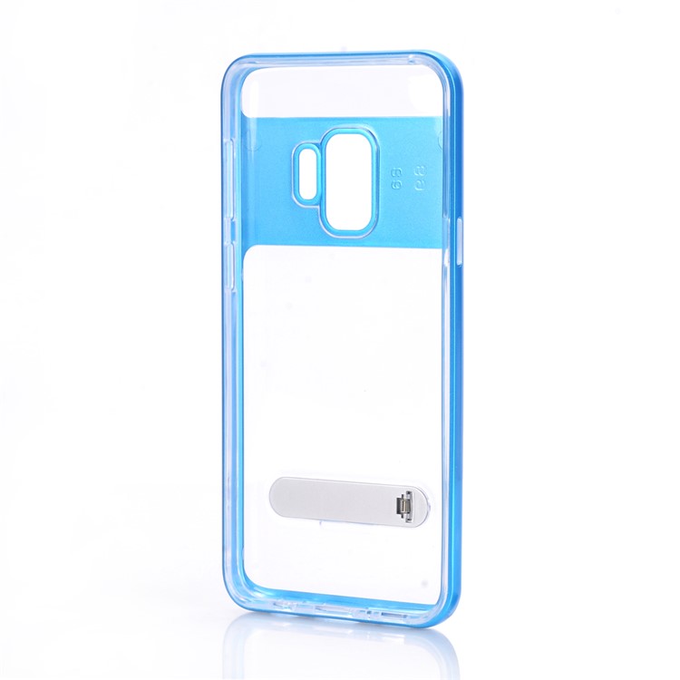 Clear Back PC + TPU Combo Mobile Phone Shell with Kickstand for Samsung Galaxy S9 - Blue-2