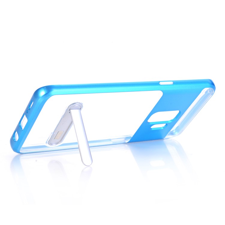Clear Back PC + TPU Combo Mobile Phone Shell with Kickstand for Samsung Galaxy S9 - Blue-3