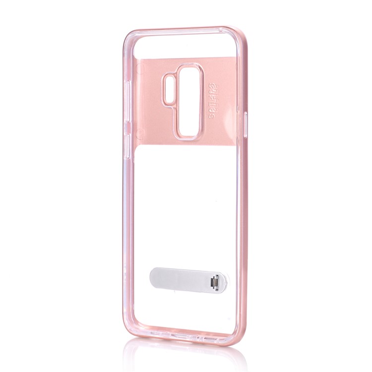 Hybrid Clear Back PC + TPU Kickstand Phone Case for Samsung Galaxy S9 Plus - Rose Gold-2