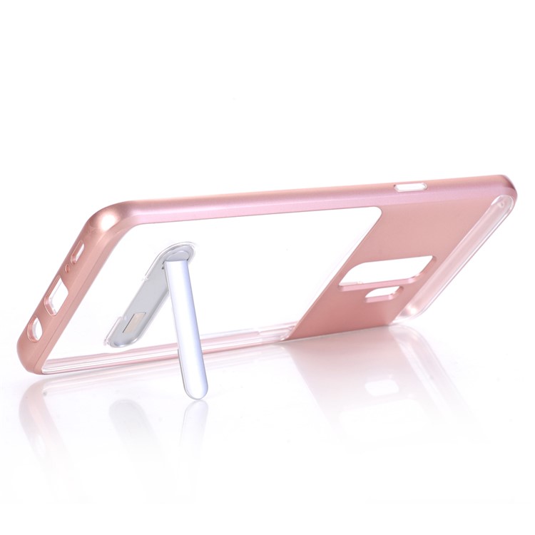 Hybrid Clear Back PC + TPU Kickstand Phone Case for Samsung Galaxy S9 Plus - Rose Gold-3