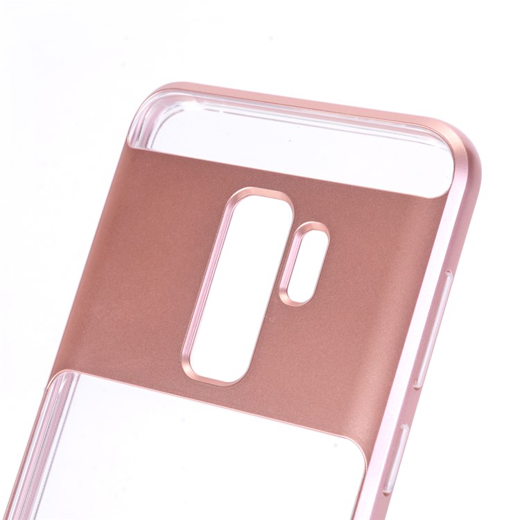 Hybrid Clear Back PC + TPU Kickstand Phone Case for Samsung Galaxy S9 Plus - Rose Gold-4