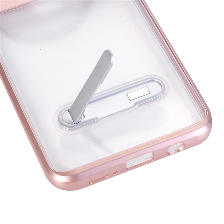 Hybrid Clear Back PC + TPU Kickstand Phone Case for Samsung Galaxy S9 Plus - Rose Gold-6