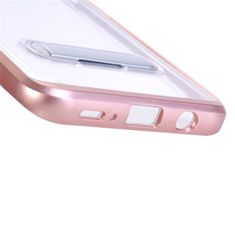 Hybrid Clear Back PC + TPU Kickstand Phone Case for Samsung Galaxy S9 Plus - Rose Gold-7