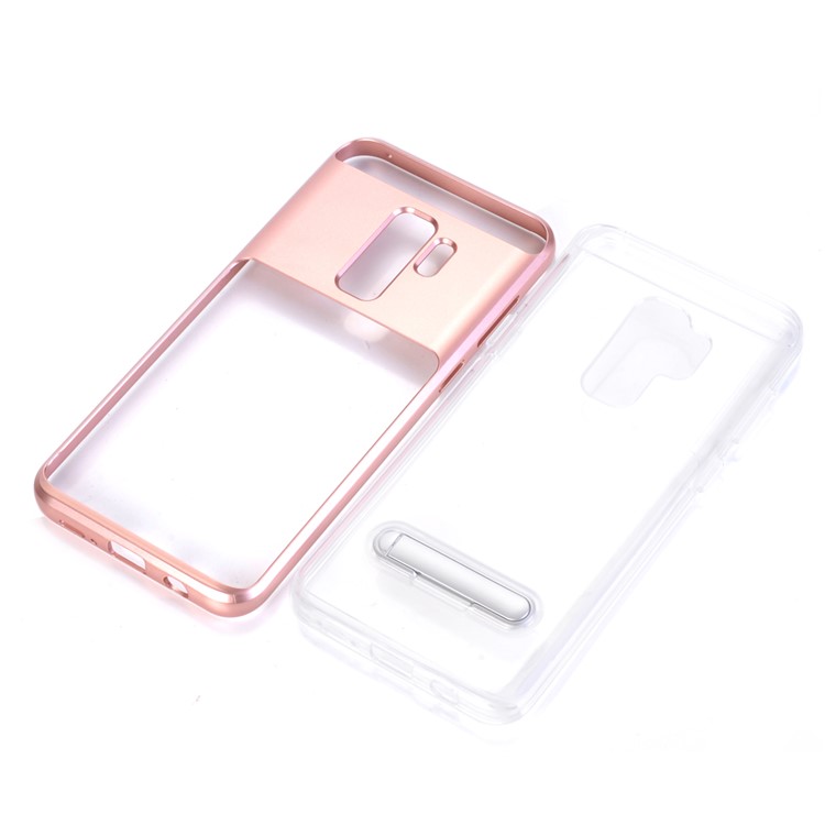 Hybrid Clear Back PC + TPU Kickstand Phone Case for Samsung Galaxy S9 Plus - Rose Gold-8