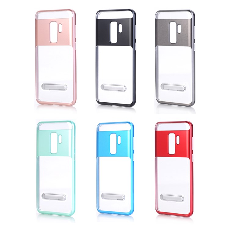 Hybrid Clear Back PC + TPU Kickstand Phone Case for Samsung Galaxy S9 Plus - Rose Gold-9
