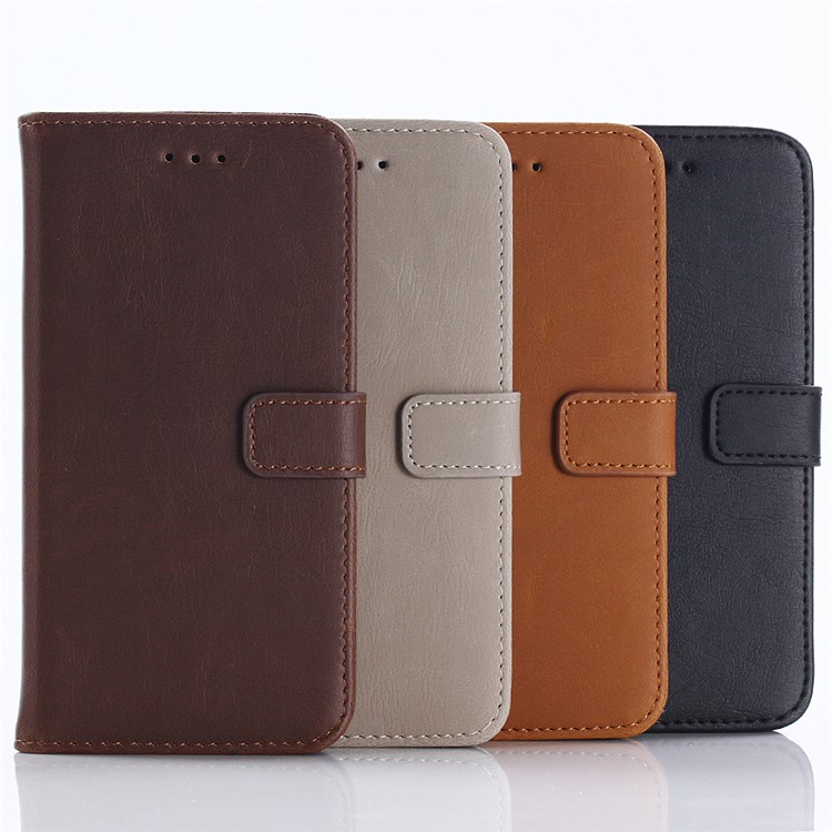 Retro Crazy Horse PU Leather Wallet Stand Case for Samsung Galaxy J2 Pro 2018 - Coffee-10