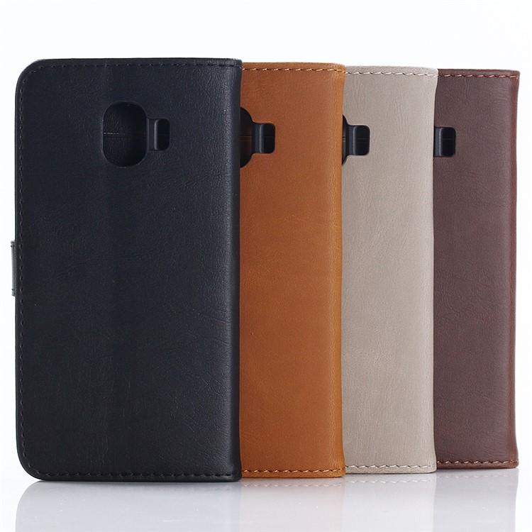 Retro Crazy Horse PU Leather Wallet Stand Case for Samsung Galaxy J2 Pro 2018 - Coffee-11
