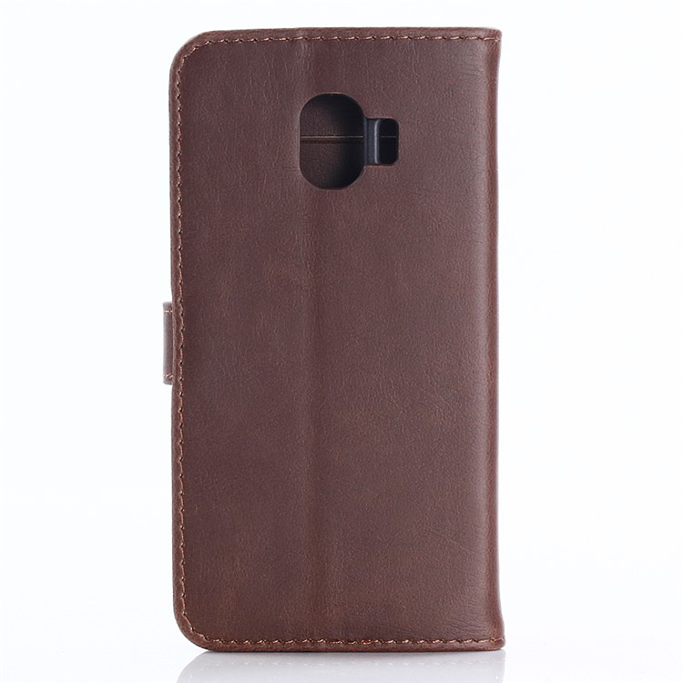 Retro Crazy Horse PU Leather Wallet Stand Case for Samsung Galaxy J2 Pro 2018 - Coffee-3