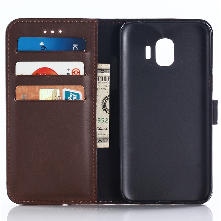Retro Crazy Horse PU Leather Wallet Stand Case for Samsung Galaxy J2 Pro 2018 - Coffee-7