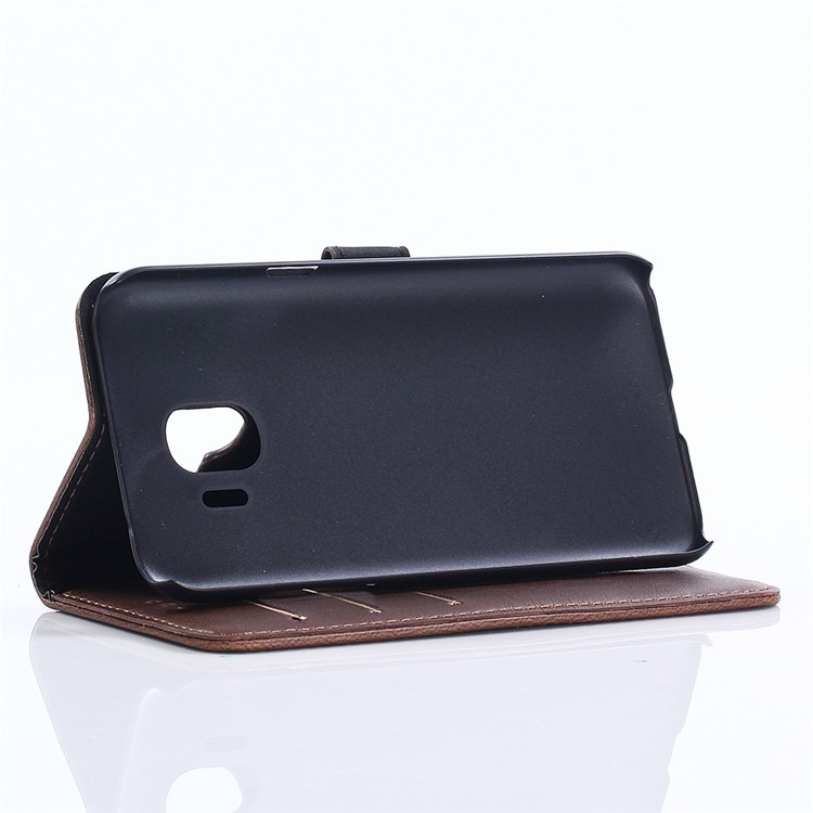 Retro Crazy Horse PU Leather Wallet Stand Case for Samsung Galaxy J2 Pro 2018 - Coffee-9