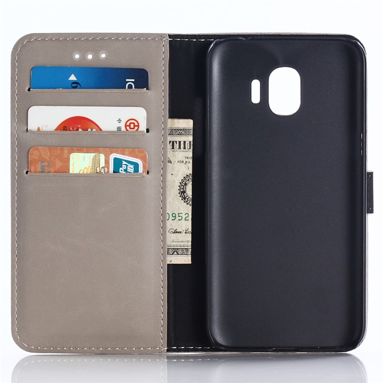 Retro Crazy Horse PU Leather Wallet Phone Shell with Stand for Samsung Galaxy J2 Pro 2018 - Grey-3