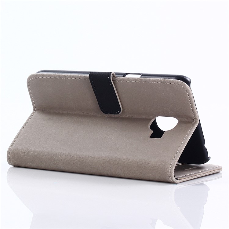 Retro Crazy Horse PU Leather Wallet Phone Shell with Stand for Samsung Galaxy J2 Pro 2018 - Grey-4