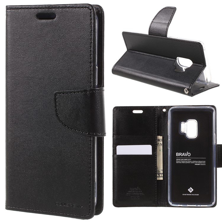MERCURY GOOSPERY Bravo Diary Wallet Leather Mobile Casing for Samsung Galaxy S9 - Black-1