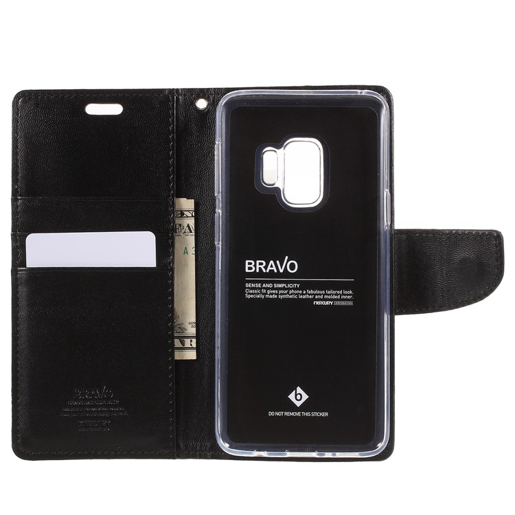 MERCURY GOOSPERY Bravo Diary Wallet Leather Mobile Casing for Samsung Galaxy S9 - Black-9