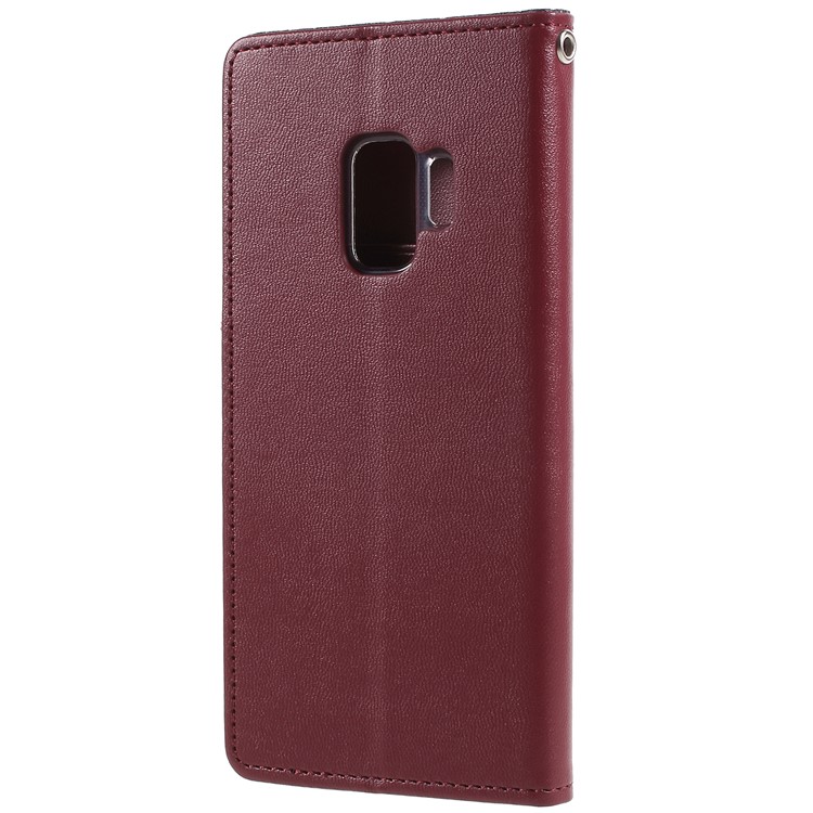MERCURY GOOSPERY Bravo Diary Wallet Leather Mobile Case for Samsung Galaxy S9 G960 - Wine Red-2