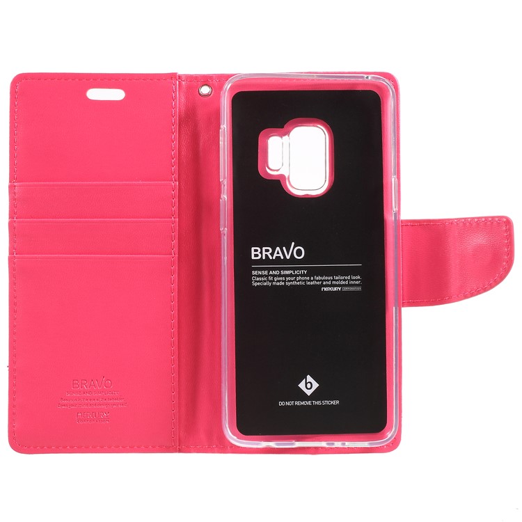 MERCURY GOOSPERY Bravo Diary Wallet Leather Phone Cover for Samsung Galaxy S9 G960 - Rose-6