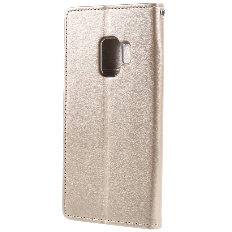 MERCURY GOOSPERY Bravo Diary Leather Stand Cover for Samsung Samsung Galaxy S9 G960 - Gold-2