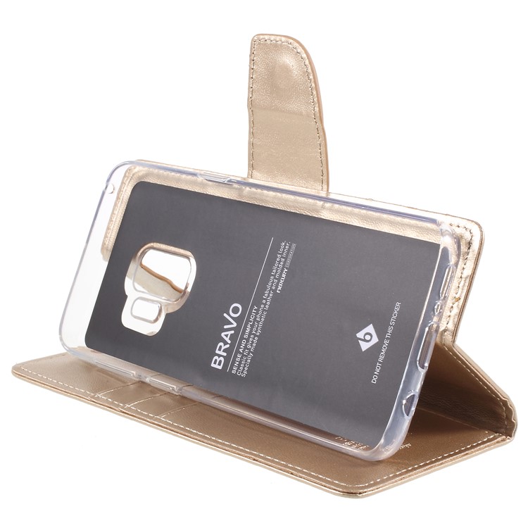 MERCURY GOOSPERY Bravo Diary Leather Stand Cover for Samsung Samsung Galaxy S9 G960 - Gold-4