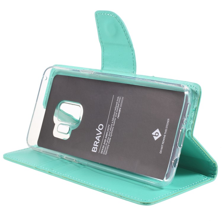 MERCURY GOOSPERY Bravo Diary Wallet Leather Flip Case for Samsung Galaxy S9 G960 - Cyan-4