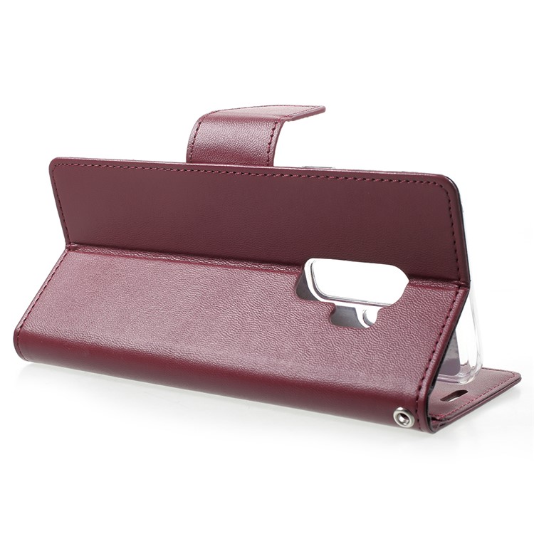MERCURY GOOSPERY Bravo Diary Wallet Leather Case with Stand for Samsung Galaxy S9 Plus - Wine Red-4