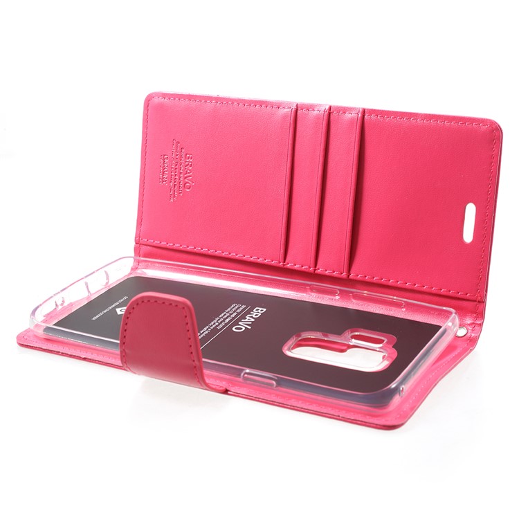 MERCURY GOOSPERY Bravo Diary PU Leather Wallet Stand Mobile Cover Shell for Samsung Galaxy S9 Plus - Rose-5