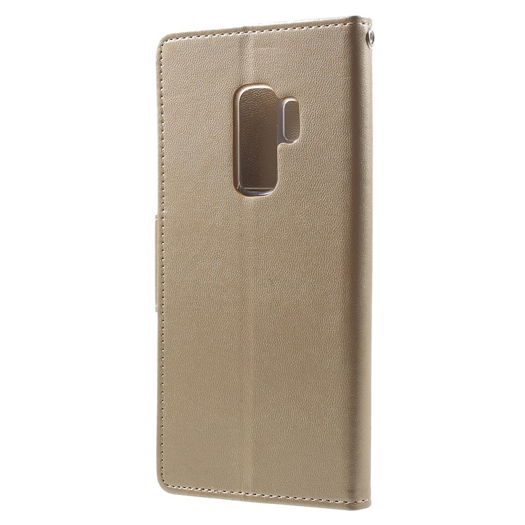 MERCURY GOOSPERY Bravo Diary PU Leather Flip Stand Cell Phone Cover for Samsung Galaxy S9 Plus - Gold-3