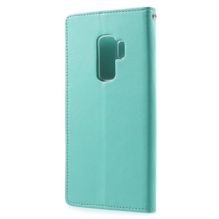 MERCURY GOOSPERY Bravo Diary Wallet Leather Stand Mobile Casing for Samsung Galaxy S9 Plus - Cyan-3