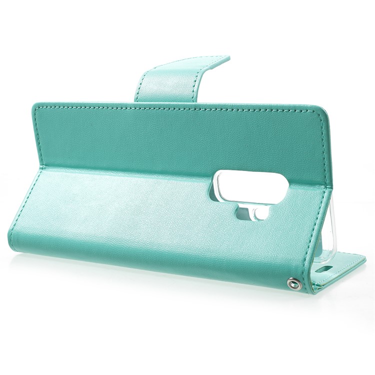 MERCURY GOOSPERY Bravo Diary Wallet Leather Stand Mobile Casing for Samsung Galaxy S9 Plus - Cyan-4