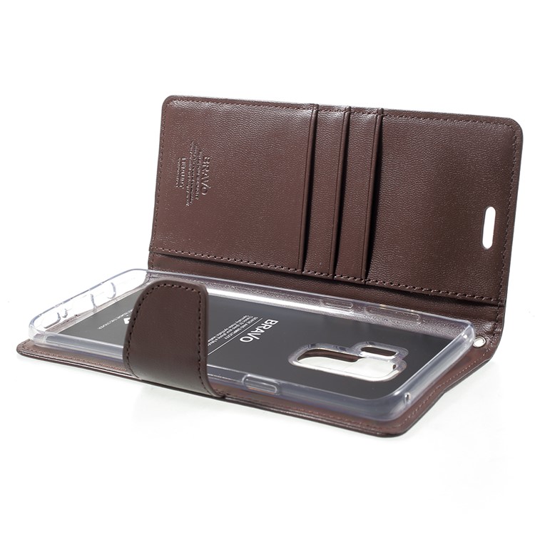 MERCURY GOOSPERY for Samsung Galaxy S9+ Bravo Diary PU Leather Cell Phone Case Accessory - Coffee-5
