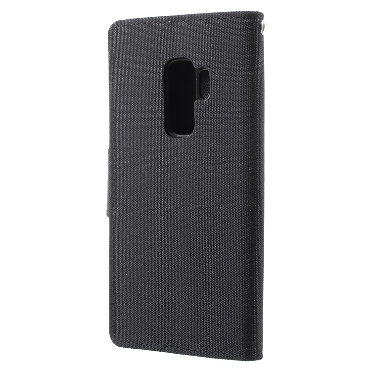 MERCURY GOOSPERY Canvas Diary Stand Leather Wallet Case for Samsung Galaxy S9 Plus - Black-3