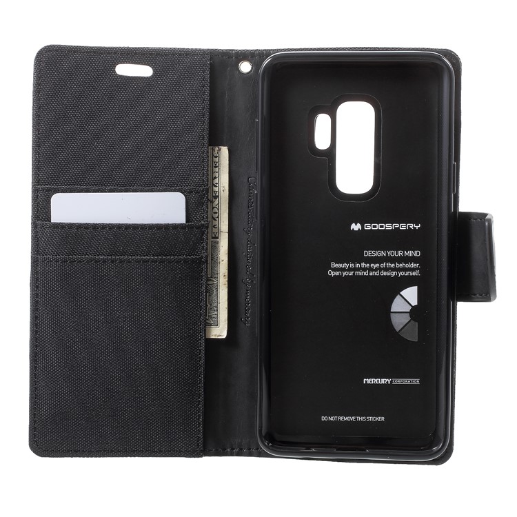 MERCURY GOOSPERY Canvas Diary Stand Leather Wallet Case for Samsung Galaxy S9 Plus - Black-5