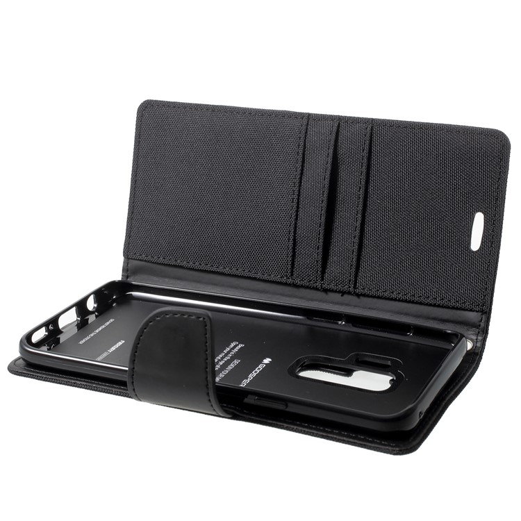MERCURY GOOSPERY Canvas Diary Stand Leather Wallet Case for Samsung Galaxy S9 Plus - Black-7