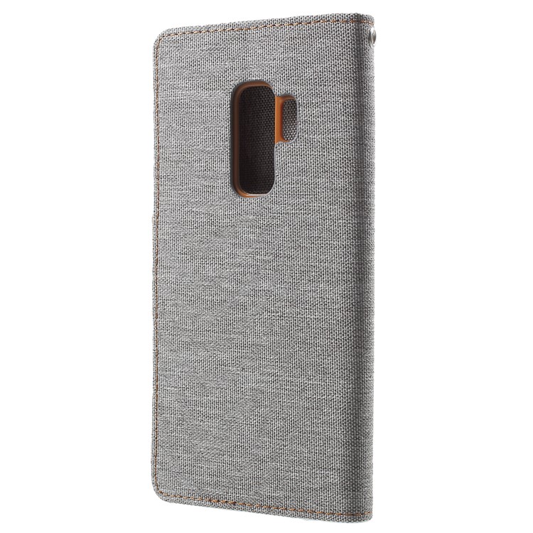 MERCURY GOOSPERY Canvas Diary Stand Leather Wallet Cover for Samsung Galaxy S9 Plus G965 - Grey-3