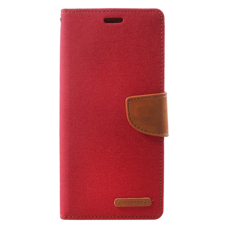 MERCURY GOOSPERY Canvas Diary Stand Leather Wallet Shell for Samsung Galaxy S9 Plus - Red-1