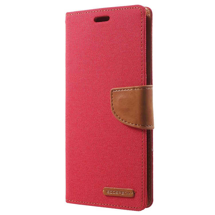 MERCURY GOOSPERY Canvas Diary Stand Leather Wallet Shell for Samsung Galaxy S9 Plus - Red-2