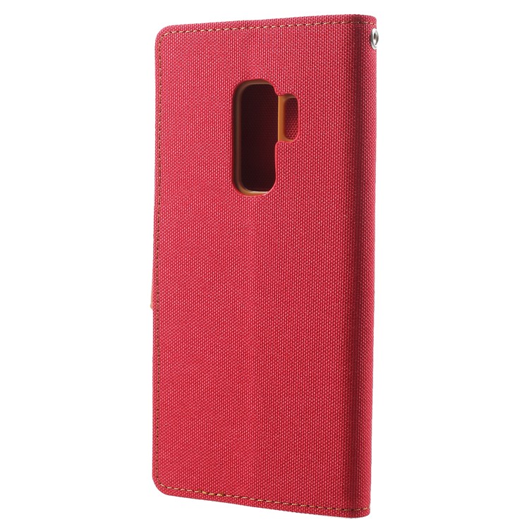 MERCURY GOOSPERY Canvas Diary Stand Leather Wallet Shell for Samsung Galaxy S9 Plus - Red-3