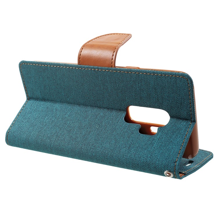 MERCURY GOOSPERY Diário De Lona Stand Bolsa De Couro Para Carteira De Samsung Galaxy S9 Plus - Verde-4