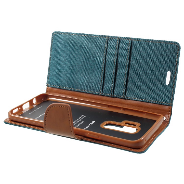 MERCURY GOOSPERY Diário De Lona Stand Bolsa De Couro Para Carteira De Samsung Galaxy S9 Plus - Verde-5