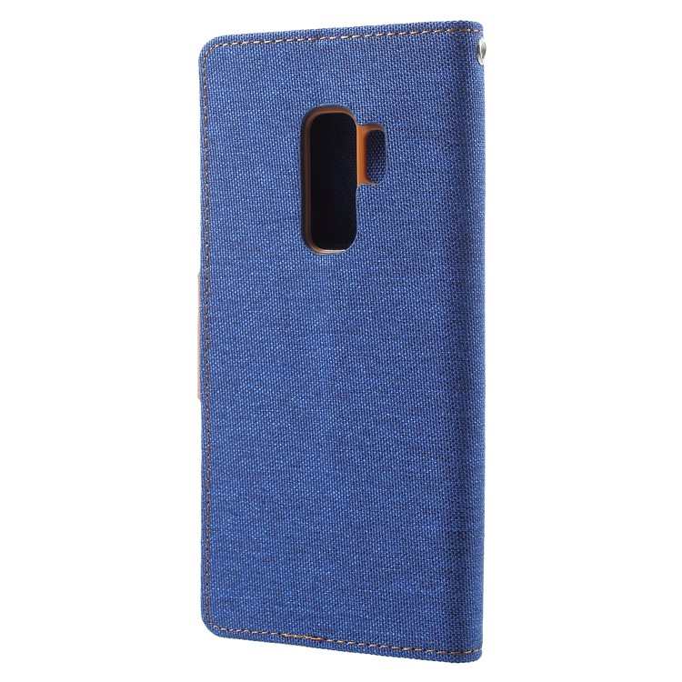 MERCURY GOOSPERY Canvas Diary Stand Leather Wallet Mobile Phone Case for Samsung Galaxy S9 Plus - Baby Blue-3