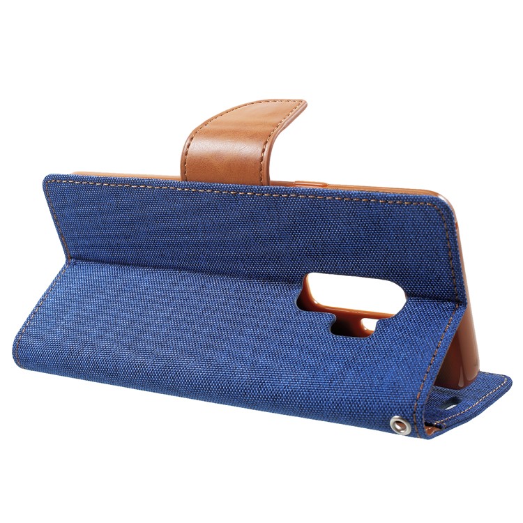 MERCURY GOOSPERY Canvas Diary Stand Leather Wallet Mobile Phone Case for Samsung Galaxy S9 Plus - Baby Blue-4