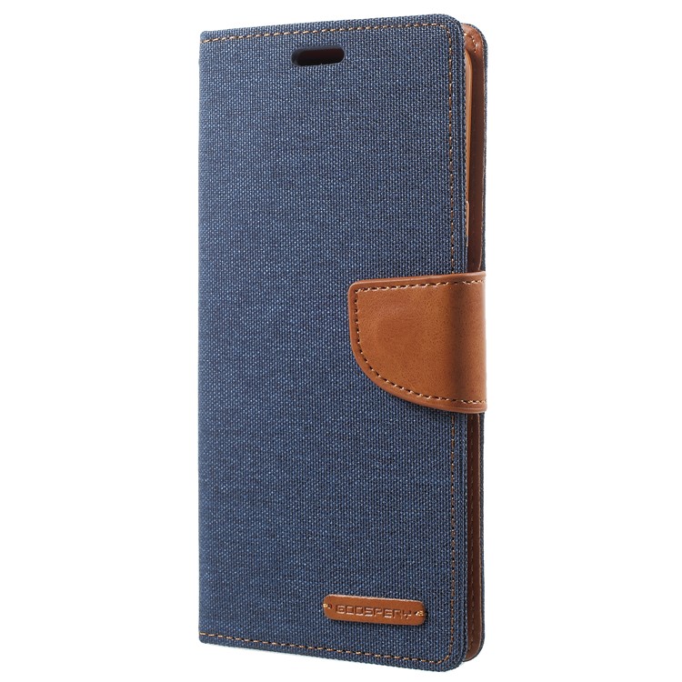 MERCURY GOOSPERY Canvas Diary Stand Leather Wallet Cell Phone Case for Samsung Galaxy S9+ G965 - Dark Blue-2