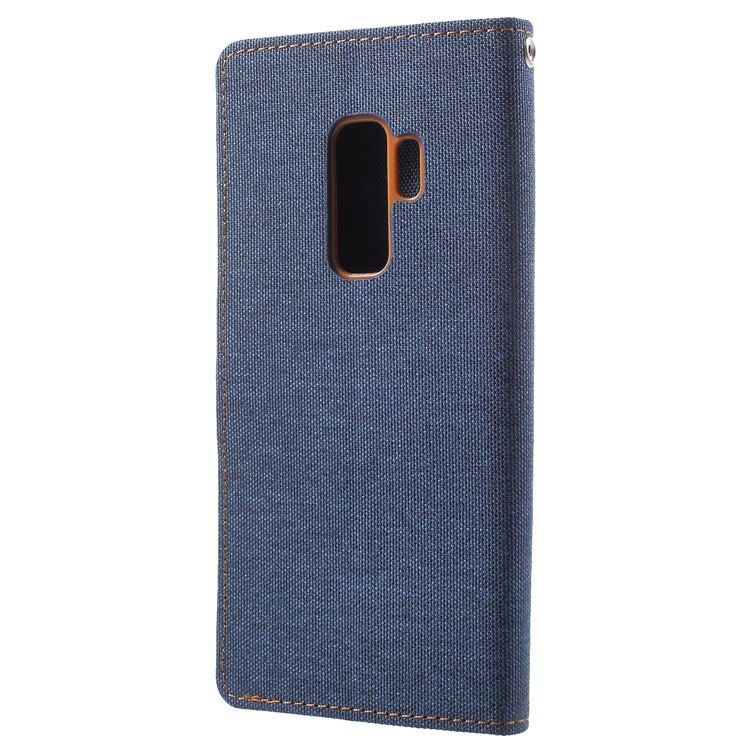 MERCURY GOOSPERY Canvas Diary Stand Leather Wallet Cell Phone Case for Samsung Galaxy S9+ G965 - Dark Blue-3