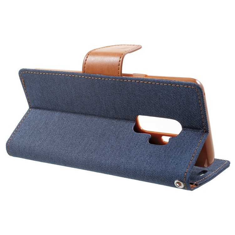 MERCURY GOOSPERY Canvas Diary Stand Leather Wallet Cell Phone Case for Samsung Galaxy S9+ G965 - Dark Blue-4